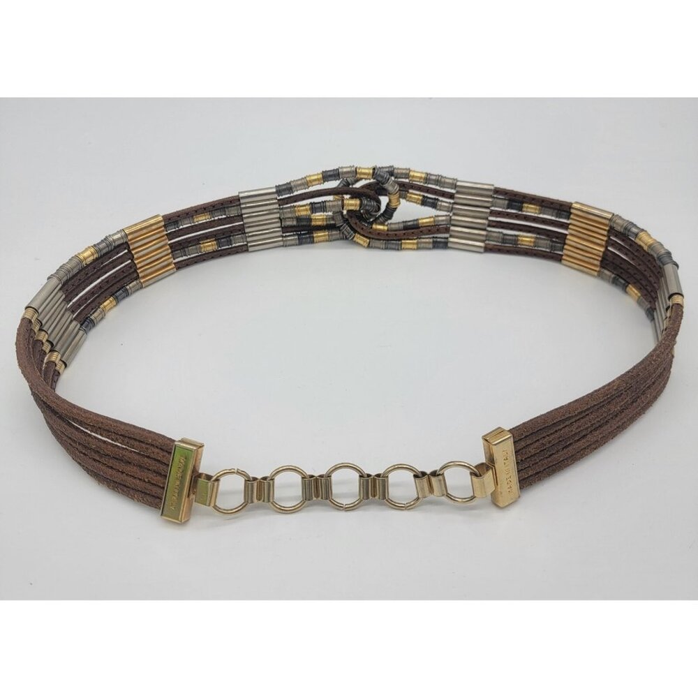 Vintage 80s Belt Womens Statement‎ Twist Leather Link Twisted Chain Belt Italy